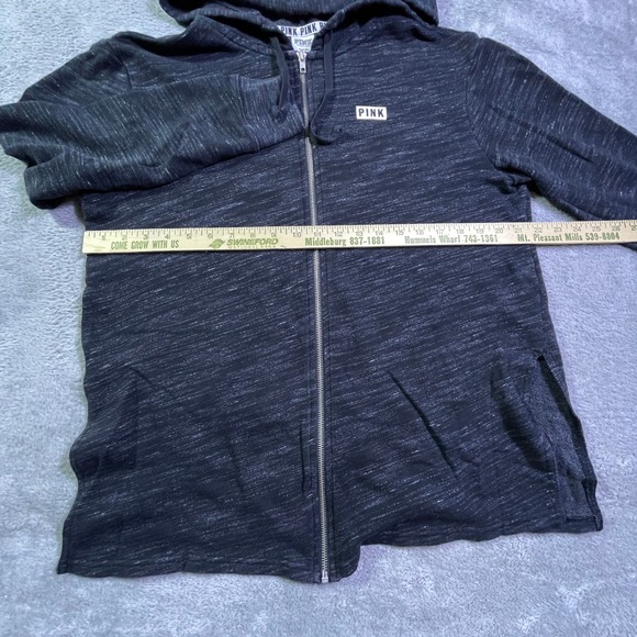 PINK Victoria's Secret Full Zip Hoodie Marled Charcoal Gray Heathered Medium - Picture 6 of 13